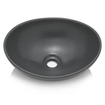 Lavabo Park en anthracite mat en céramique la plus fine comme lavabo à poser sans trou pour robinet 400 x 340 x 145 mm