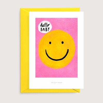 Hello baby mini art print pink | Welcome baby card