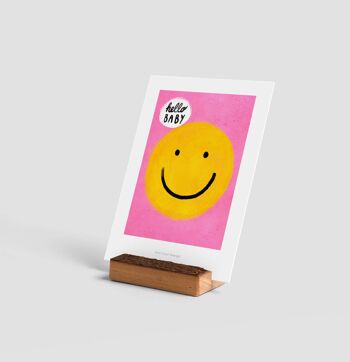 Hello baby mini art print rose | Carte de bienvenue pour bébé 2
