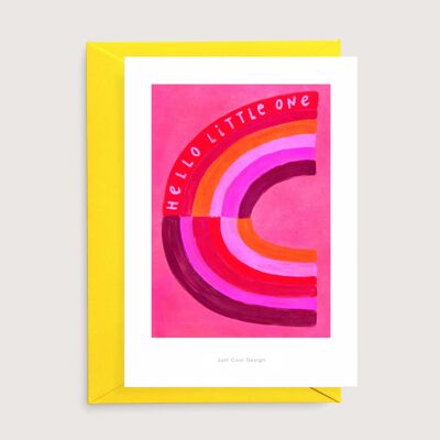 Hallo Kleiner rosa Mini-Kunstdruck | Willkommenskarte für Babys