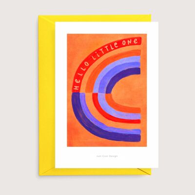 Hola pequeña mini lámina naranja | Tarjeta de bienvenida bebe