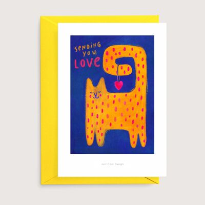 Enviándote amor mini impresión de arte | tarjeta de gato
