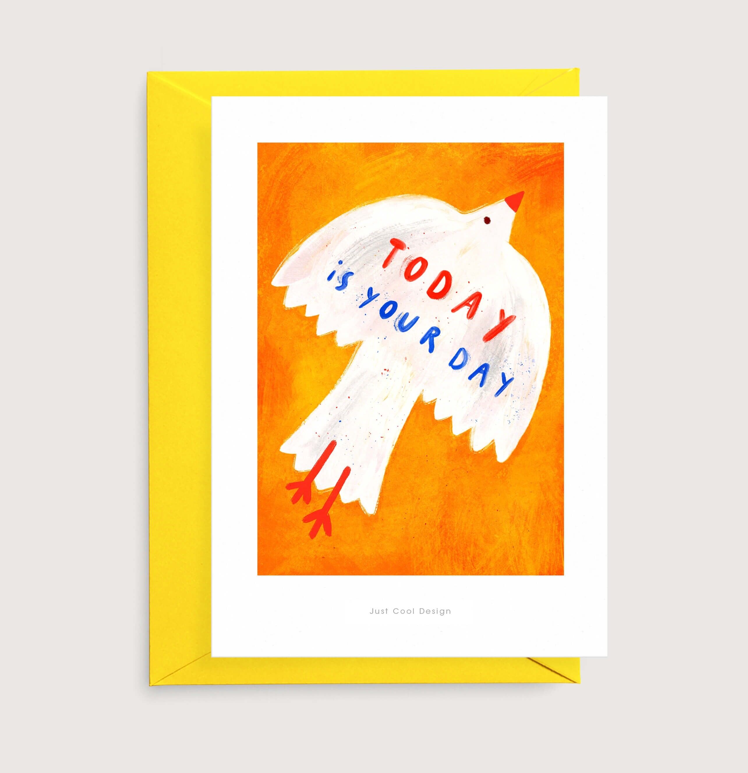 Hoy es tu día mini impresión artística | Tarjeta de pájaro volador