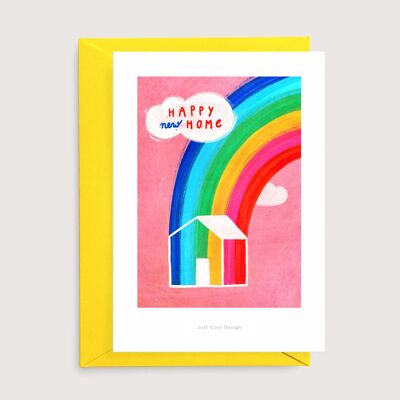Happy new home mini stampa d'arte | Carta casa e arcobaleno