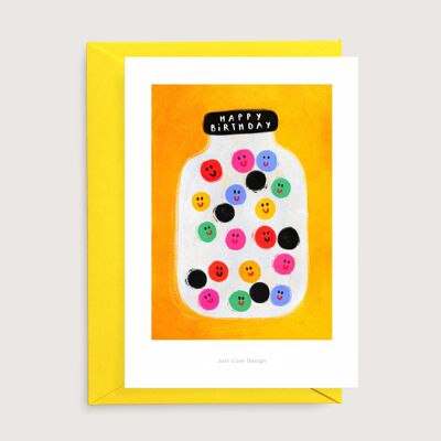 Happy birthday mini art print | Happy candies card
