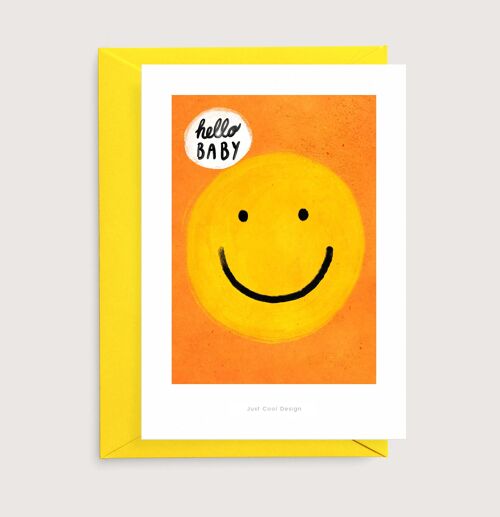 Hello baby mini art print orange | Welcome baby card