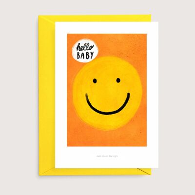Hallo Baby Mini-Kunstdruck orange | Willkommenskarte für Babys