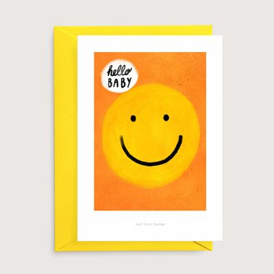 Hallo Baby Mini-Kunstdruck orange | Willkommenskarte für Babys