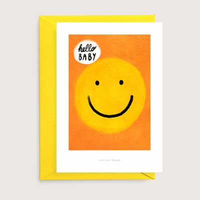 Lámina mini Hola bebe naranja | Tarjeta de bienvenida bebe