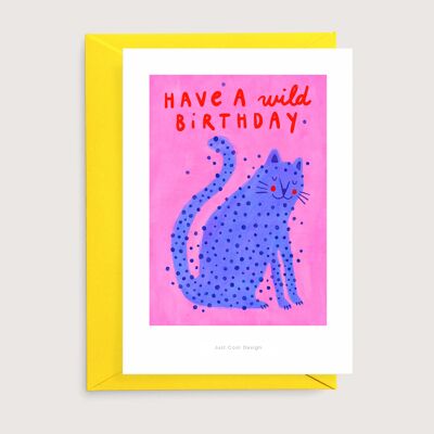 Have a wild birthday mini art print orange | Birthday card