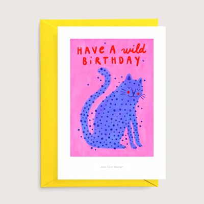 Mini-Kunstdruck „Habe einen wilden Geburtstag“ orange | Geburtstagskarte