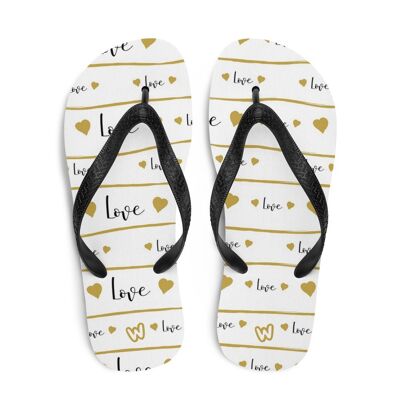 Goldene Liebes-Flip-Flops