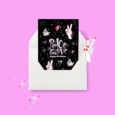 "Peace & Love" - Bold & Badass l Cartolina di Natale illustrata. A6