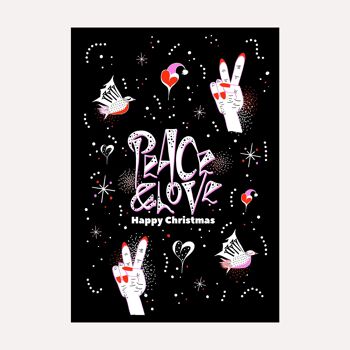 "Peace & Love" - Bold & Badass l Illustrated Christmas Card. A6 3