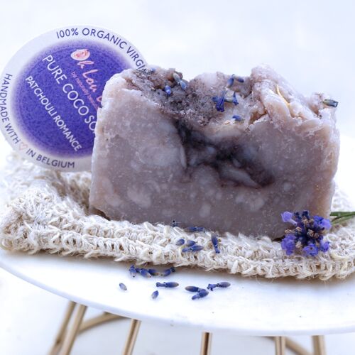 ORGANIC ALL-NATURAL Handmade Patchouli Romance Soap & Soap Saver Bag