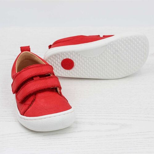 POLOLO Kinderschuhe | Barfuß Sneaker Leder | Rot