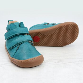 Chaussures enfant POLOLO | Chaussure pieds nus en cuir au tannage végétal | ECO en turquoise 5