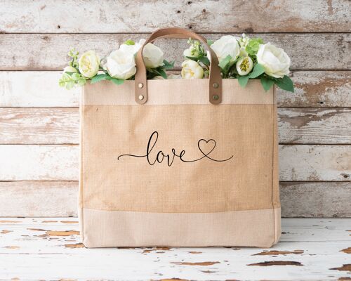 Love. Gorgeous Luxury Jute & Leather Large Market Bag Shopper