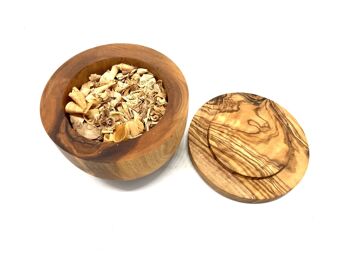 Boîte diffuseur de parfum en bois d'olivier avec couvercle + copeaux de bois d'olivier comme support de parfum 1