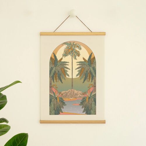 Palm Island' Boho Style Botanical Palm Tree Moon Art Print