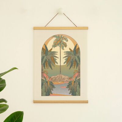 Stampa artistica con luna e palma botanica in stile Boho di Palm Island