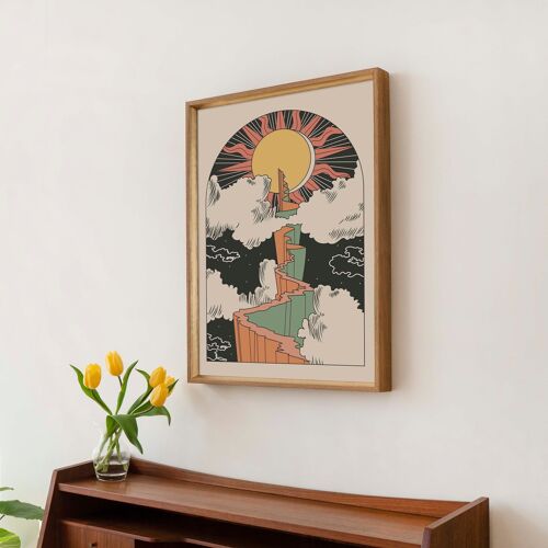 Path to the Sun' Boho Sun Tarot Mid-Century Style Art Print