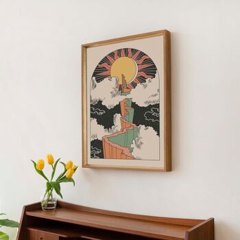 Chemin vers le soleil 'Boho Sun Tarot Style du milieu du siècle Impression artistique 1