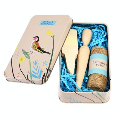 Attrezzi da giardiniere e spago in una scatola di latta - Your Garden
