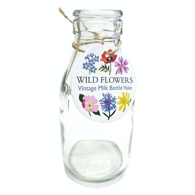 Schulmilchflaschenvase - Wilde Blumen