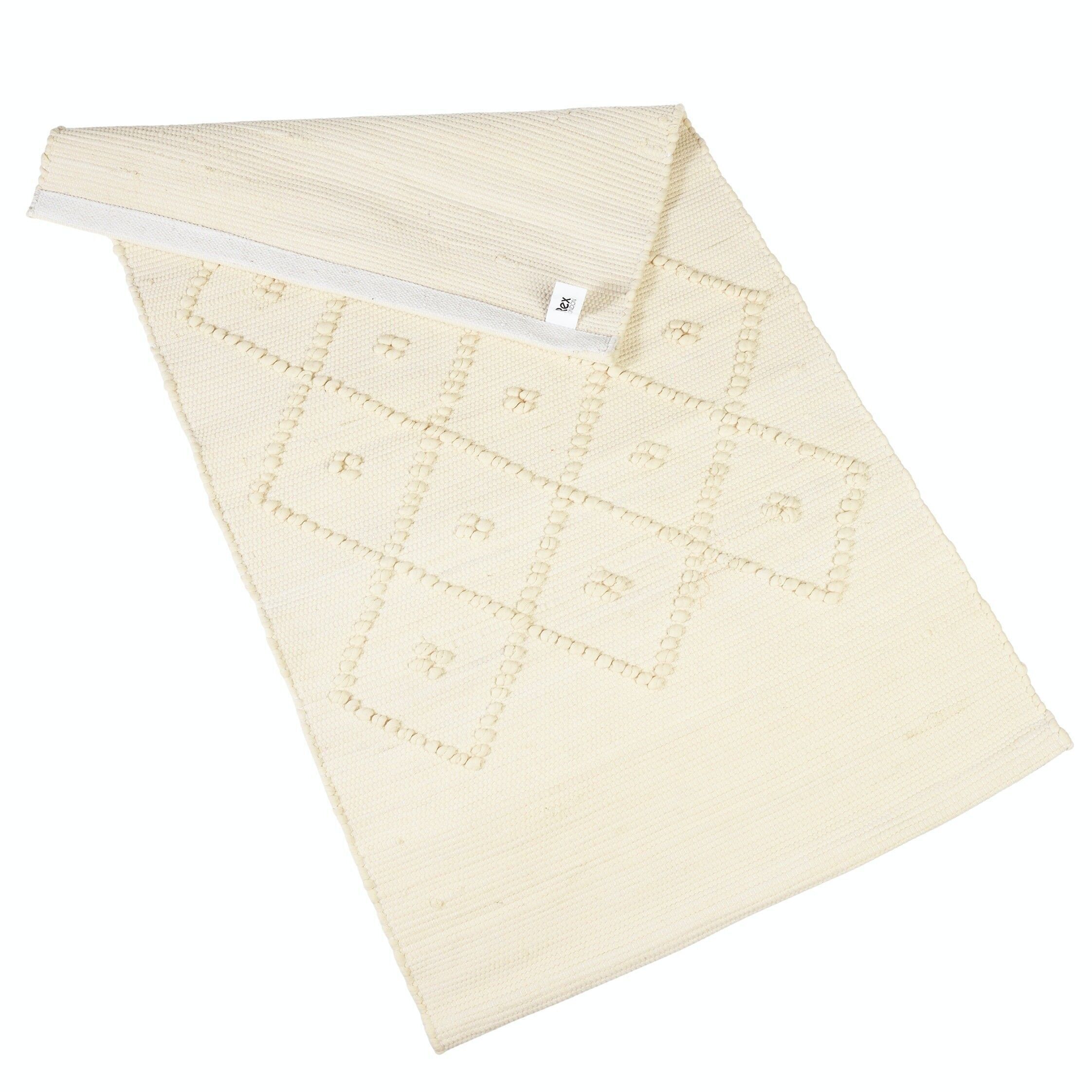 Cremefarbener Schlingenteppich (50 cm x 90 cm)