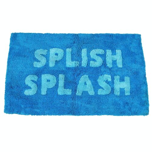 Tufted cotton bath mat - 'SPLISH SPLASH' blue