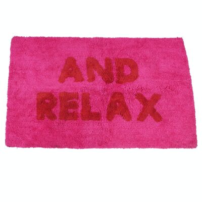 Tappetino da bagno trapuntato in cotone - 'AND RELAX' rosa