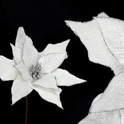 DÉCORATION DE NOËL POINSETTIA TISSU BLANC CT72282