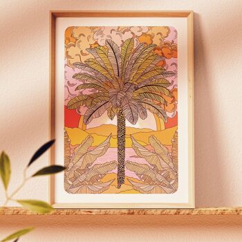Sunset Palm' Boho Chic Palmier Tropical Vibes Impression artistique 1