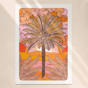 Sunset Palm' Boho Chic Palmier Tropical Vibes Impression artistique 3
