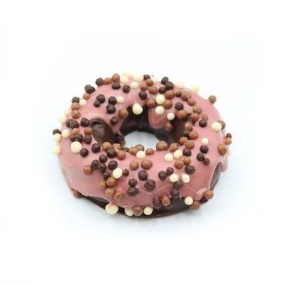 DONUT GUIMAUVE ENROBÉE CHOCOLAT NOIR/RUBY PERLES CROUSTILLANTES 60g - Carton de 6 donuts