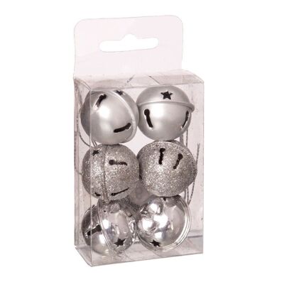 CHRISTMAS - S/6 SILVER METAL BELL CT112518