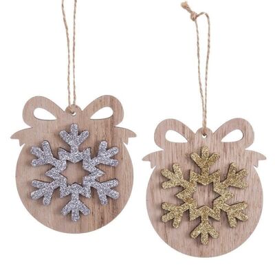 STAR PENDANT WITH WOODEN TIE CHRISTMAS DECORATION CT119477