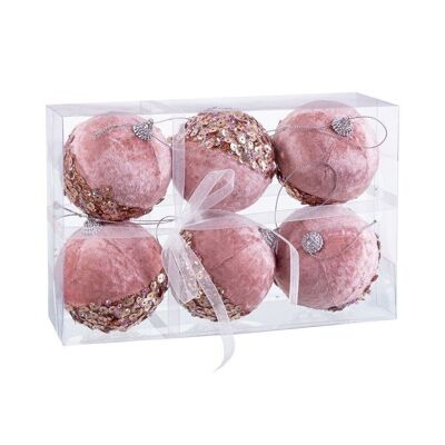 DÉCORATION DE NOËL S/6 BOULES POLYFOAM ROSE-OR CT721162