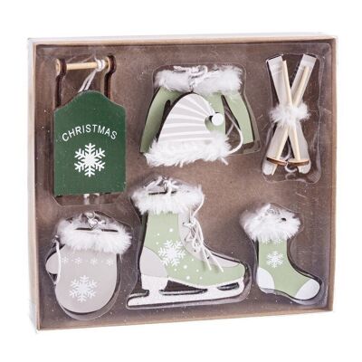 CHRISTMAS - S/10 GREEN WOOD PIECES CT119587
