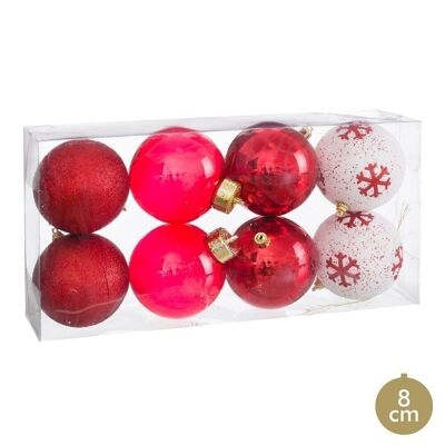CHRISTMAS - S/8 DECORATED RED FOAM BALLS CT720341