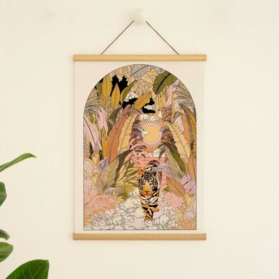 The Tiger' Bohemian Style Jungle Botanical Retro Art Print