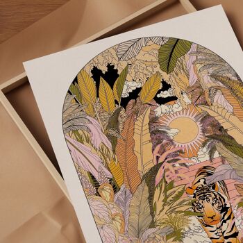 Le Tigre Style Bohème Jungle Botanique Rétro Impression artistique 2