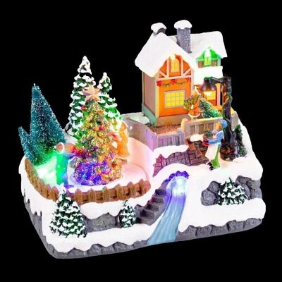 CHRISTMAS - LANDSCAPE WITH POLYRESIN LIGHT CT720776