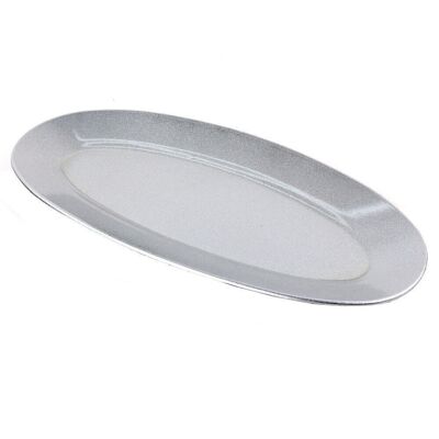 CHRISTMAS - SILVER PLASTIC OVAL TRAY CT73346