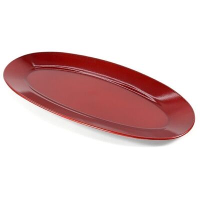 NOËL - PLATEAU OVALE EN PLASTIQUE ROUGE CT73347