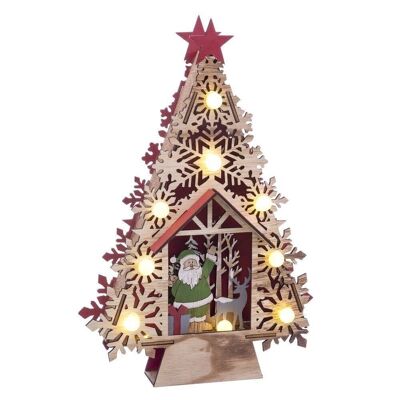 CHRISTMAS - TREE WITH 10 WOODEN LIGHTS CT119733