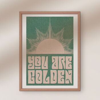 You Are Golden' Boho Style Rétro Typographie Soleil Impression artistique 3