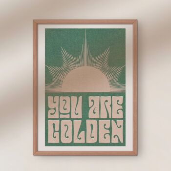 You Are Golden' Boho Style Rétro Typographie Soleil Impression artistique 6