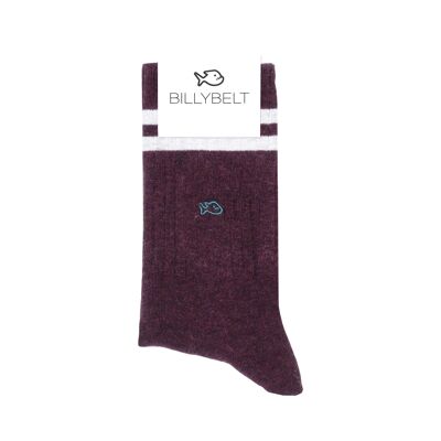 Retro-Socken aus gekämmter Baumwolle – Burgunderrot